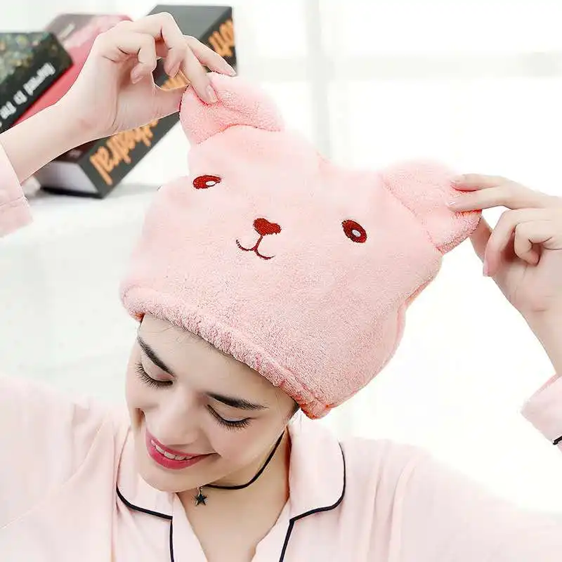 

Creative cartoon shower hat super absorbent quick dry hood cute animal dry hair hat., 2colors