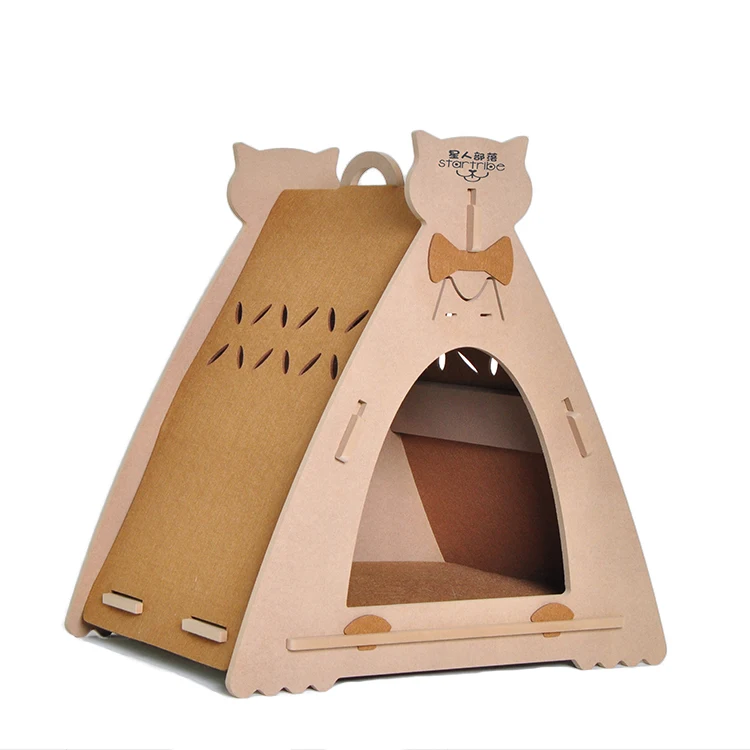 

Pet Cat House Wood Portable Cat Wooden House Eco Friendly Indoor Play House, Customized color