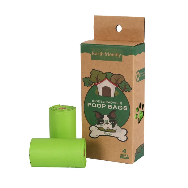 4 rollos box eco friendly biodegradable cornstarch dog trash bags