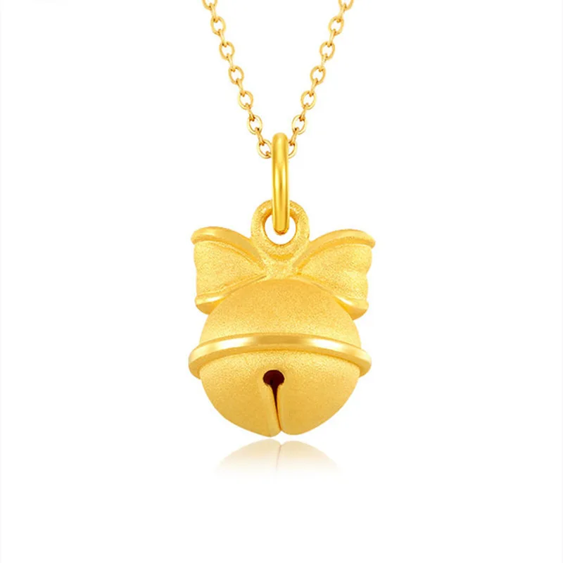 

Certified Gold Pure Gold 999 Princess Gold Pendant Female Bow Bell Necklace Pendant