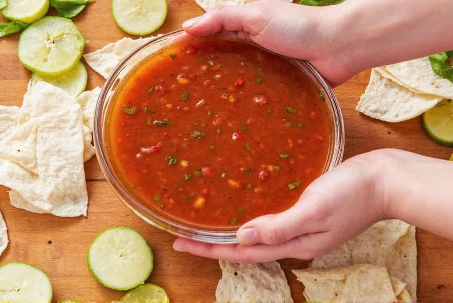 Pequin Pepper Salsa in a bowl with tortilla chips