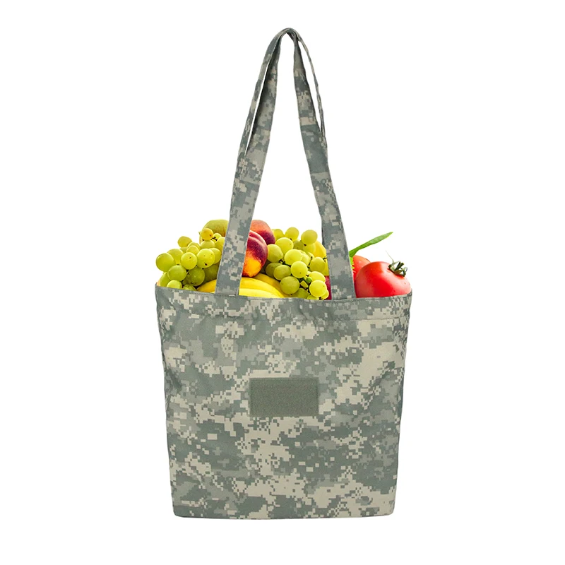 

reusable grocery bags polyester 600D PVC Good quality tote eco friendly super strong reusable washable shopping military bag, Acu