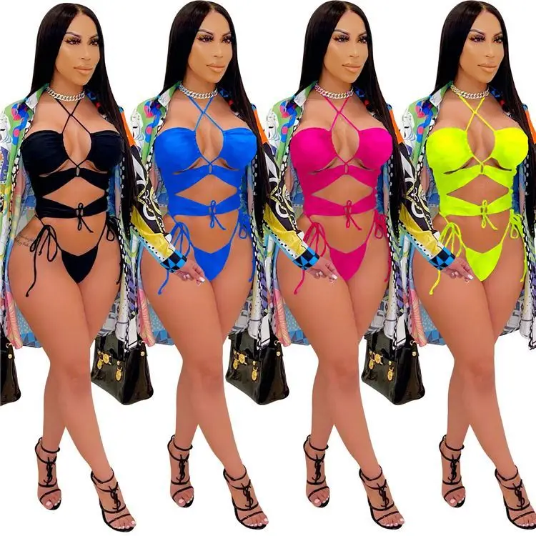

HEBE Print Sexy 2021 Summer Beachwear Swimwear Sexy Bikini And Jacket Women Two Piece Swimsuit