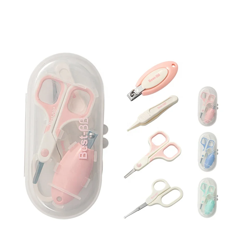 Eliter Hot Sell in Stock 4 in 1 Pink Blue Green Baby Cute Manicure Esset Manicure Set Baby Shower Baby Manicure Set Nail Trimmer