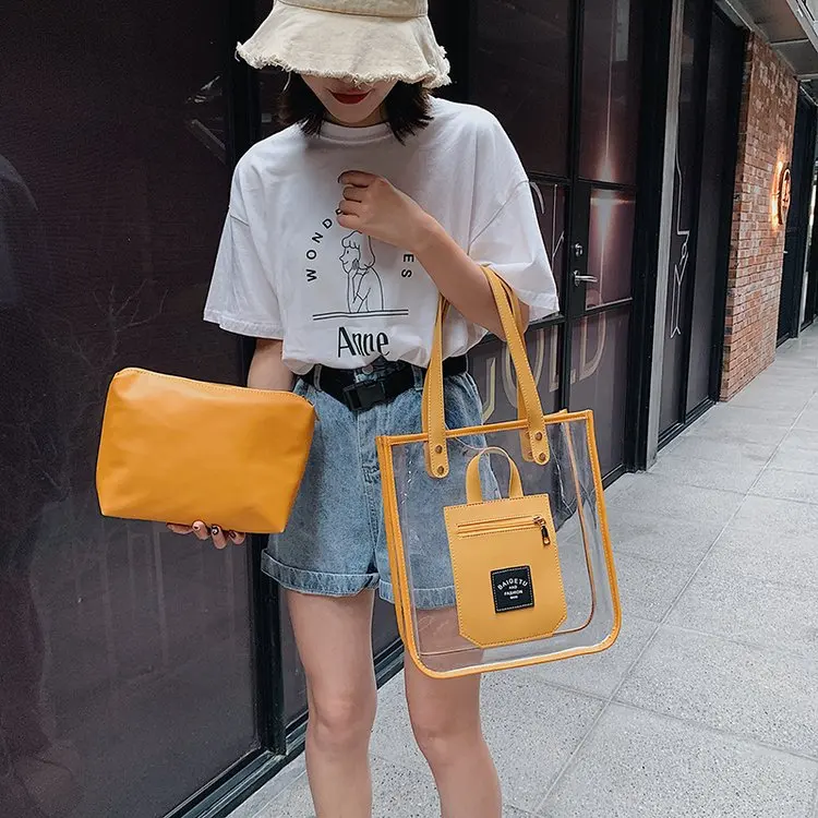 

trending products 2019 high quality jelly crossbody plastic bag fashion lady women's shoulder tote transparent pvc handbag, Customised