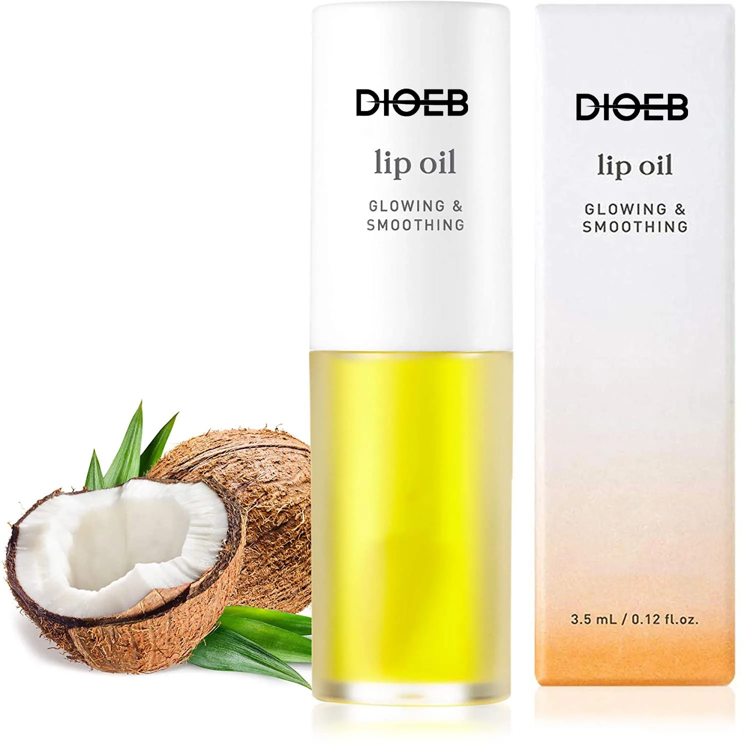 

Best Vegan Organic Coconut Oil Lip Gloss Plumper Soothing Moisturizing Softening Lip Oil Private Label for Dry Lips, Yellow