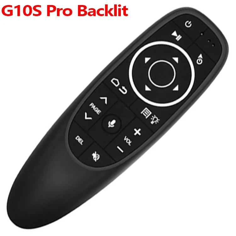 

G10 G10S Pro Backlit With Gyroscope Gyro Air Mouse Google Voice Control IR Learning Remote Control for Android TV Box, Black