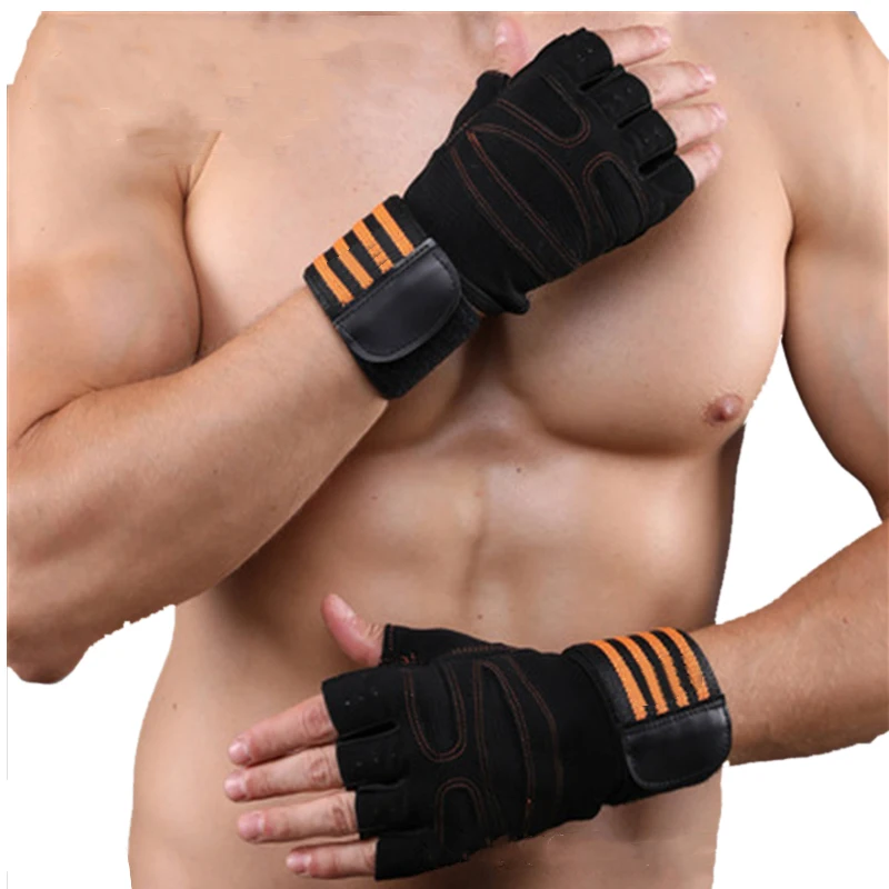 

Factory Half Finger Knuckle Protection Anti Slip Shockproof Orange Motorcycle Racing Gloves, Orange, black, blue