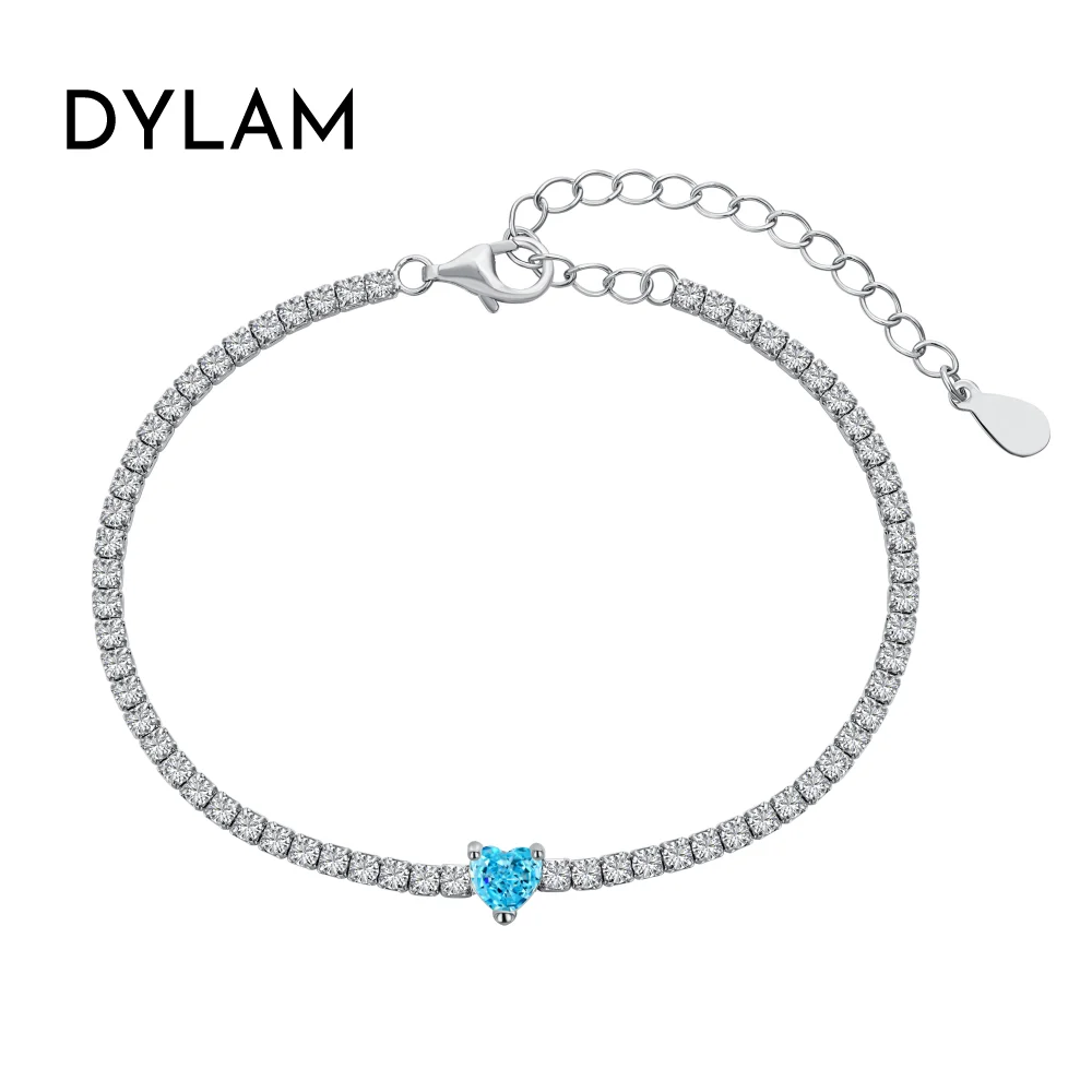 

Dylam Charm Jewelry Accessories S925 Silver Rhodium Plated 5A Grade Cubic Zirconia Classic Tennis Bracelet for Women