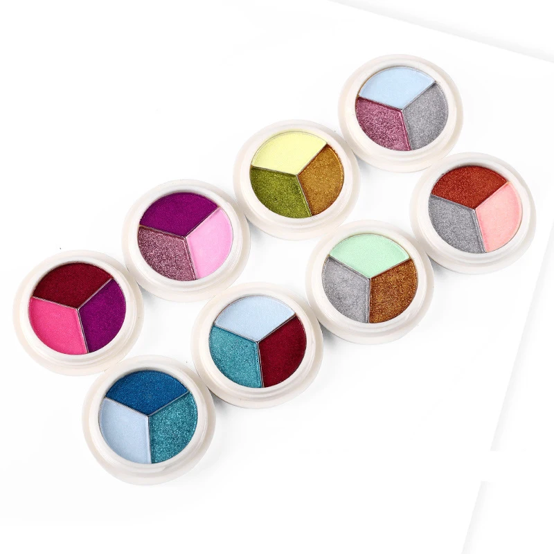

3 colors/pcs Nail Art Tri-color Solid Magic Mirror Powder Super Bright Aurora Powder Titanium Gold Powder, As photo show