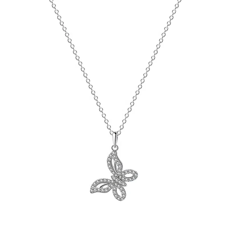 

2020 New Arrived Jewelry Fashion Women 925 Sterling Silver Butterfly Necklace, White