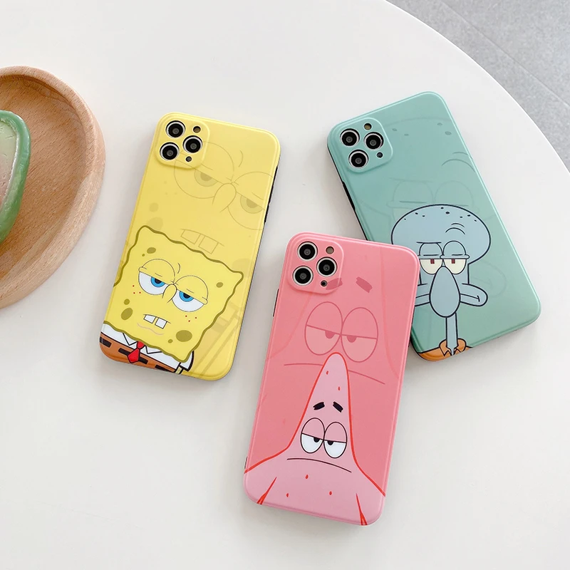 

For Iphone X XR 7/8 11 12 Pro Max Phone Case Silicone Protective Star Bob Patrick Sponge Anti-Fall Smartphone Cover Wholesale