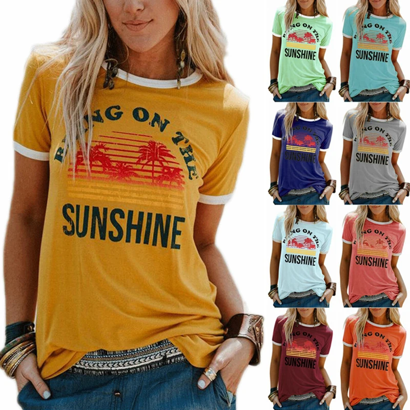 

Wholesale ladies short sleeve woman matching color t-shirts fashion casual women 2021 t shirt, 11 colors