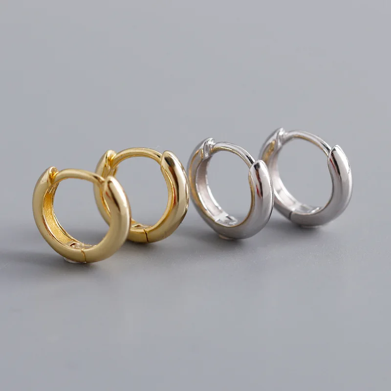 

Wholesale Minimalist Jewelry Hip-hop Unisex 925 Sterling Silver Small Round Hoop Huggie Earrings