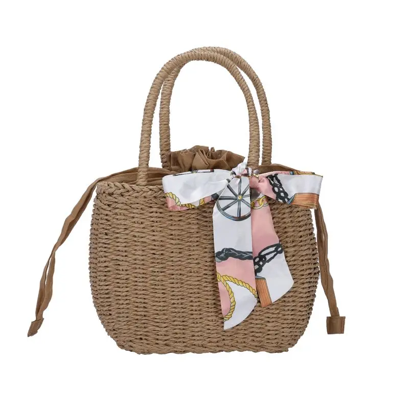 

Carteras Y Bolsos De Mujer Beach Bags Custom Straw Handbag With Scarves Canvas Tote For Holiday