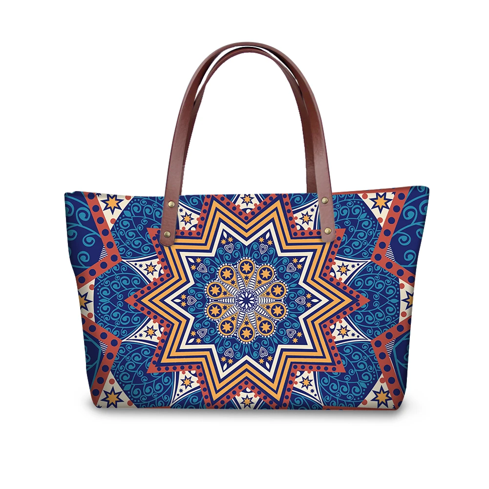 

Mandala Flower Blue And Red 3D Print Women Hand Bags Luxury Custom Logo Zipper Large Capacity Handmade Hand Bags Ladies handbags, Customizable