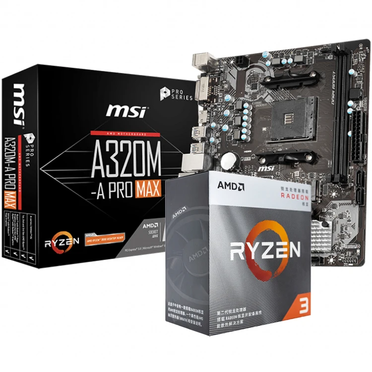 

MSI A320M-A PRO MAX Micro ATX Gaming Motherboard with AMD Ryzen 3 3200G CPU Combo