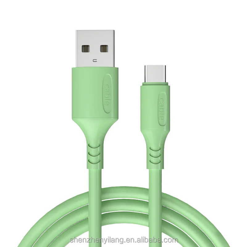 

New Silicone Micro USB/C-Type/IOS Silica Charging Cable 3A Data Cable Mobile Phone Charger Liquid Silicone, Red