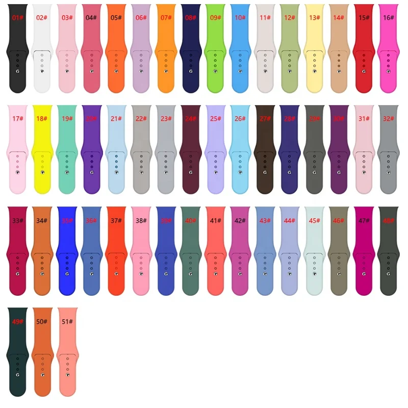 

63 Colors Silicone Sporty Band 38mm 40mm 42mm 44mm IWatch Series 5/4/3/2/1 Watch Band for Apple Watch, Colorful