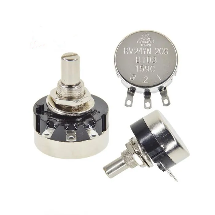 

Single turn carbon film rotary potentiometer RV24YN20SB103