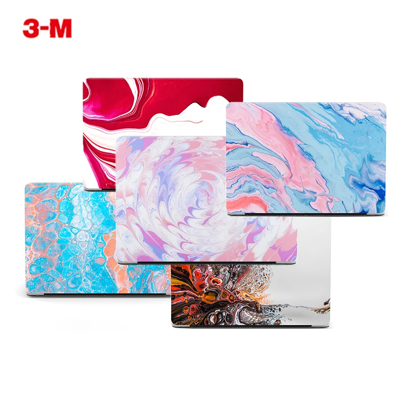 Devia New 13.3/15.6/16 inch Removable Marble Sticker Colorful Laptop Skin Front and Back Screen Protector For Macbook Pro, Colourful
