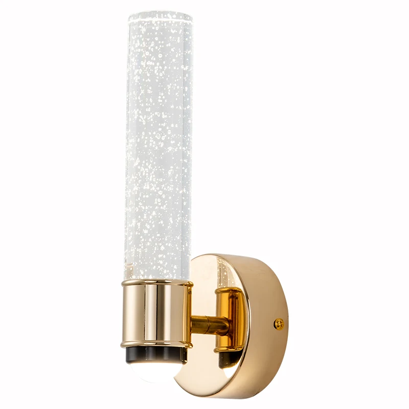 Indoor metal gold luxury crystal wall lamps villa home decor glass wall light hotel bedroom bedside nordic modern led wall lamp