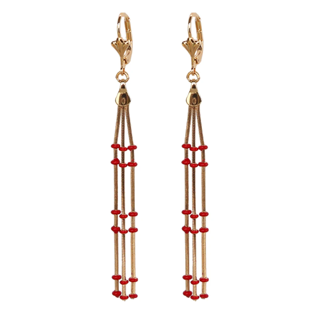 

Factory Directly Selling Natural Ruby Beads Gemstone 925 Silver Plated Chain Earrings, Colors