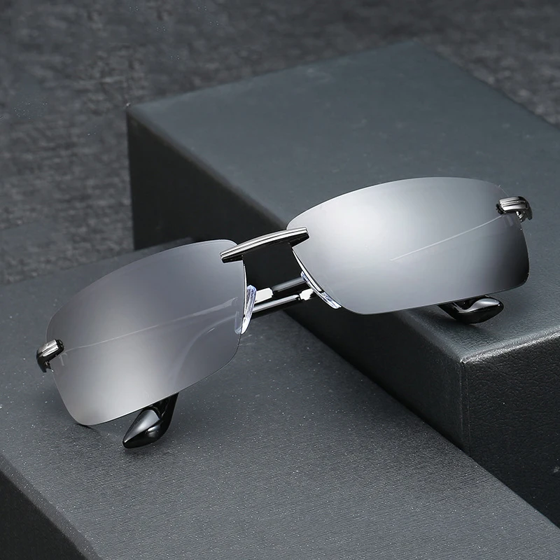 

Fashion Shades Men Wholesale TAC Polarized Lens Frameless Driver Sunglasses For Male Oculos De Sol Masculino