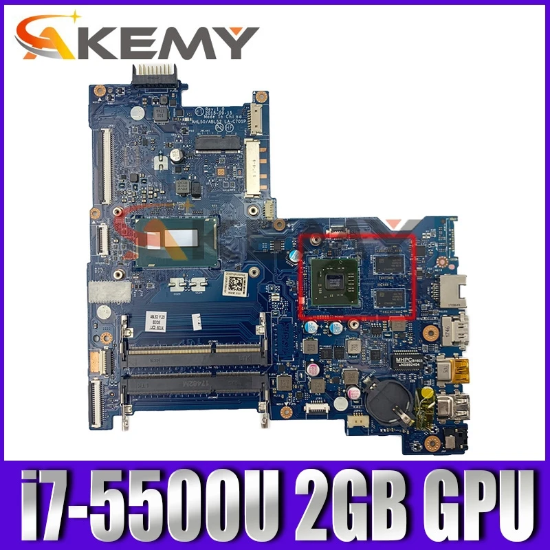 

FOR HP TPN-C125 15-AC 250 G4 Laptop Motherboard AHL50/ABL52 LA-C701P 815247-001 815247-601 CPU i7-5500U GPU 2GB 100% Full Tested