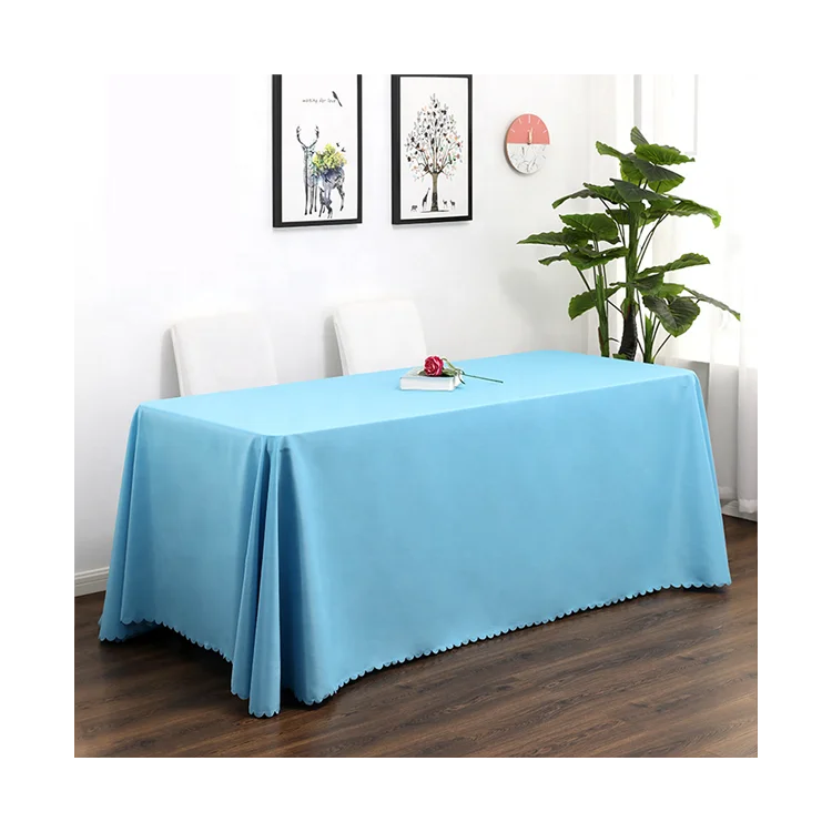 

Best selling 6ft custom draped table cloth linen outdoor polyester party fitted table cover printed exhibition tablecloth