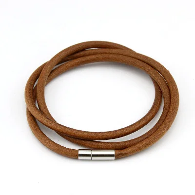 

Top Quality Genuine Leather Delicate Belt Bracelet Single Metal Buckle Leather Bracelet For Men, Brown color
