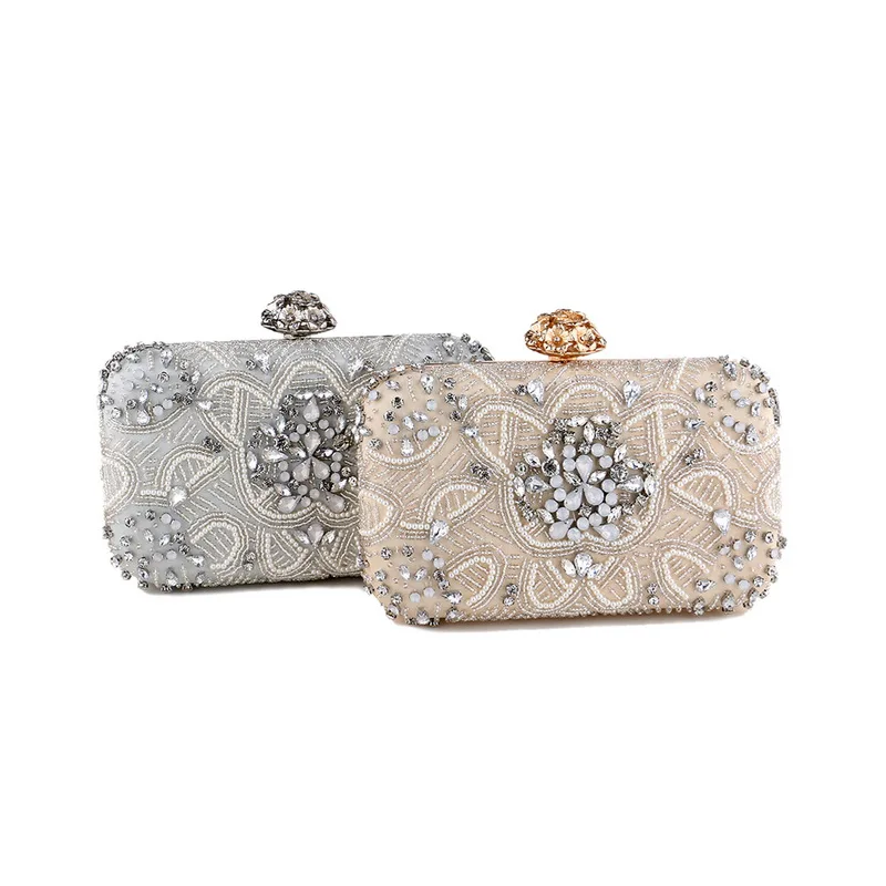 

New Women Diamonds Evening Bags Small Wedding Party Dinner Day Clutches Purse One Side Satin Rhinestones Female Box side purse