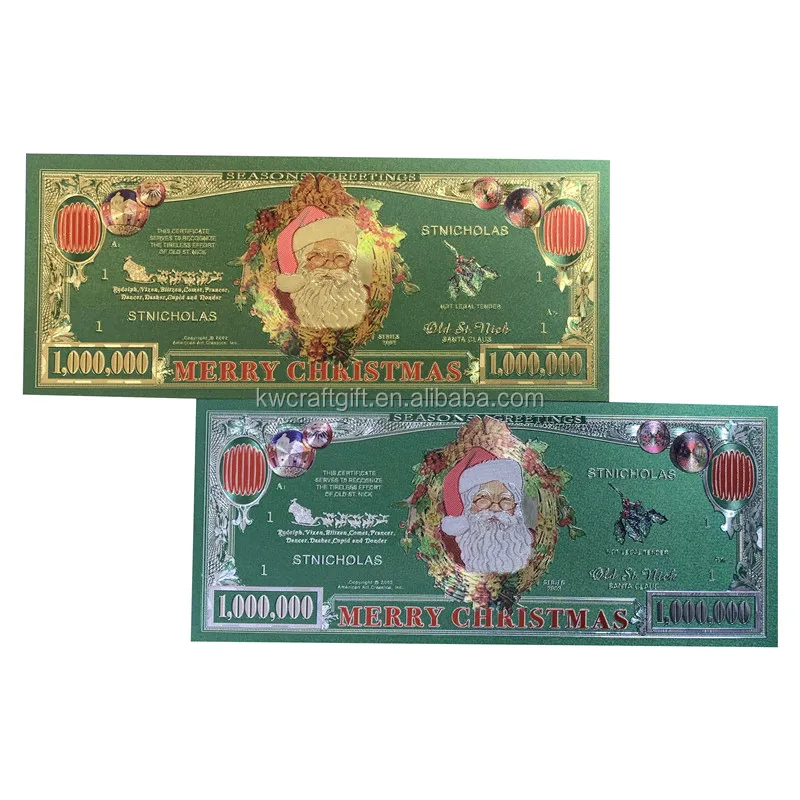 

souvenir Merry Christmas gift gold foil banknote million dollar bills