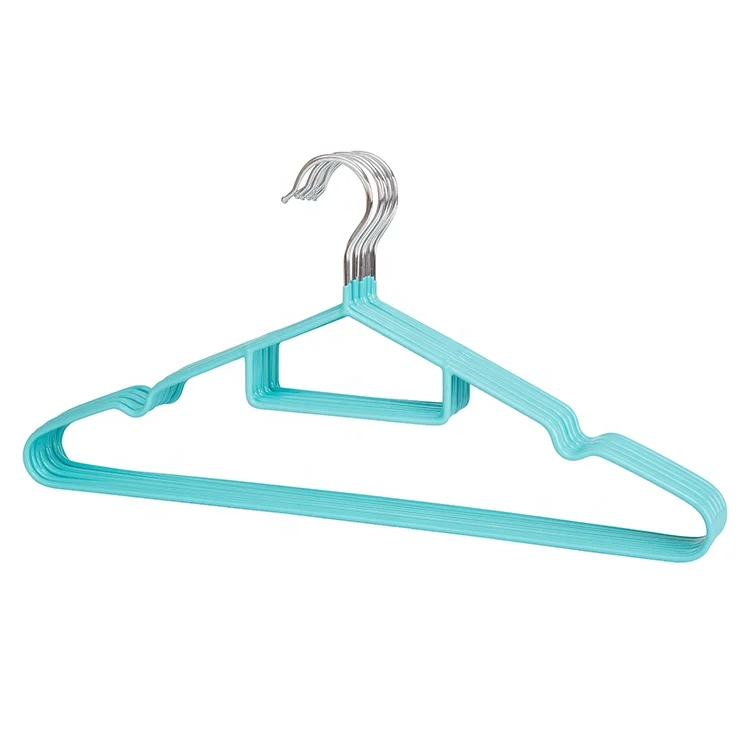 

Latest Style Best Selling Factory Supply Wholesale Antislip PVC Coated Metal Hanger Turquoise for Household