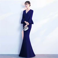 

1009 #Banquet evening dress Korean elegant elegant white fish tail slim sexy evening wear
