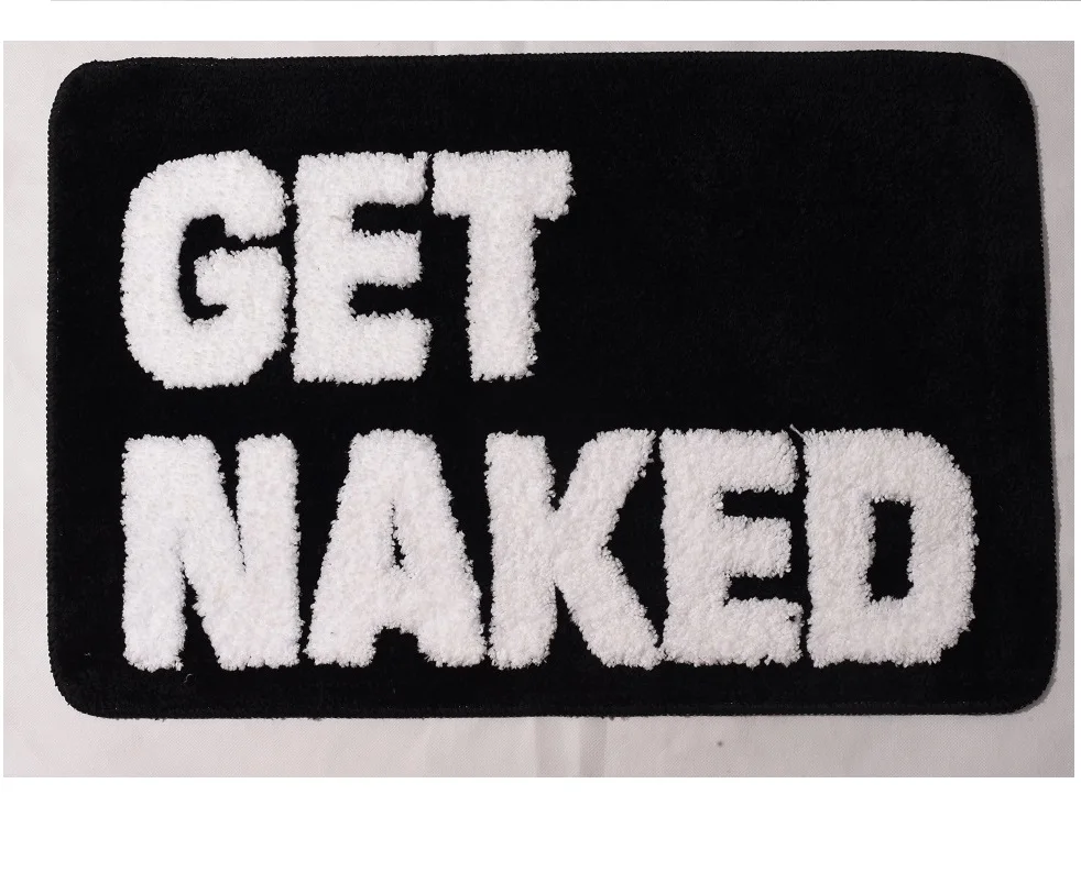 

2021 get naked bath mat design microfiber bath mat anti slip bath rugs, Black