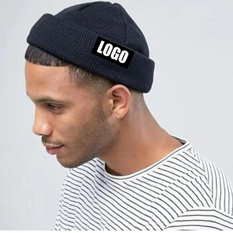 black mini fisherman beanie