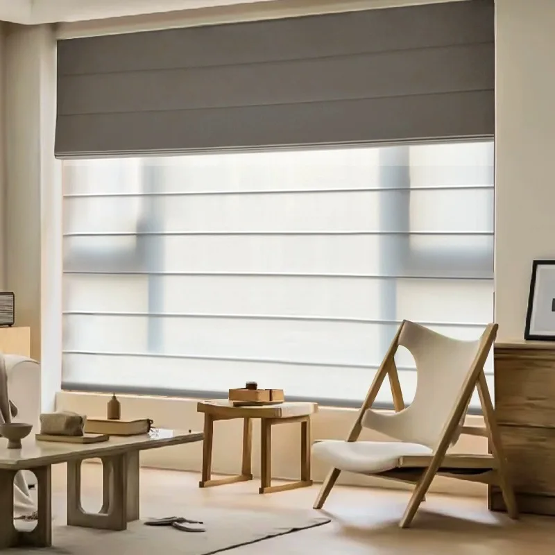 Double day and night Roman curtain roman shades bedroom full blackout electric remote control blinds alexa