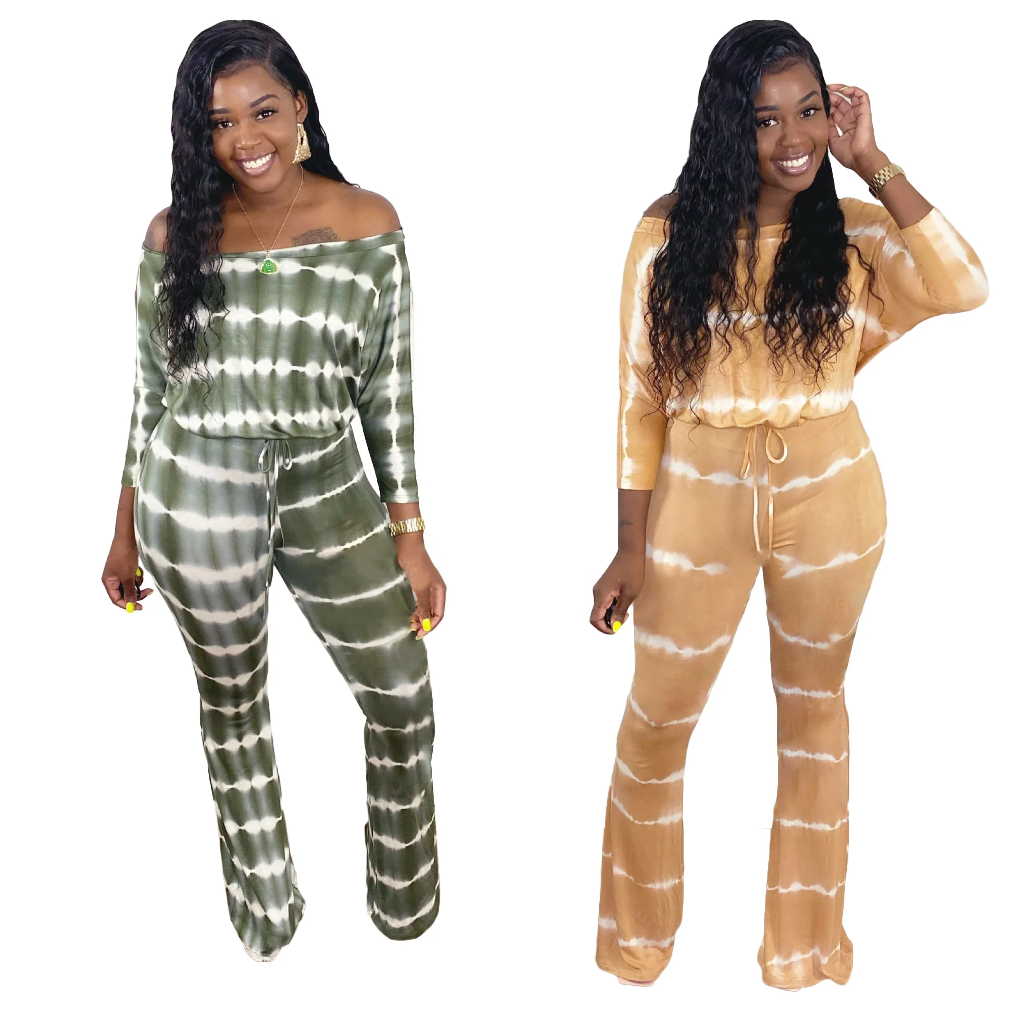 

2021 new arrivals fall autunm fashion stylish casual bamboo pattern plus size romper jumpsuit women clothes clothing, Khaki/dark-green