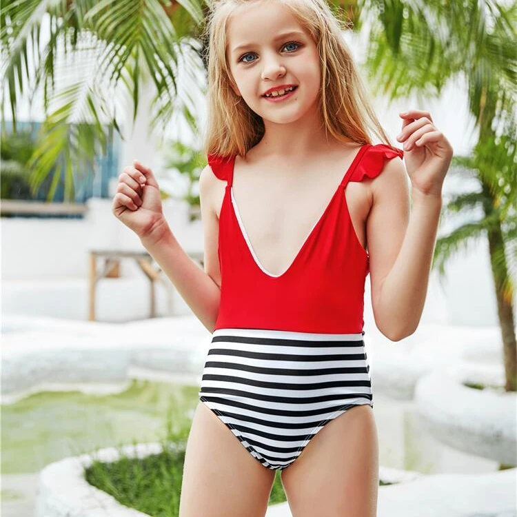 

Hot Sale Children Toddler Bathing Red Ruffle Suits Little Girl For Infant Swimsuit Swimwear Kids, Picture showed