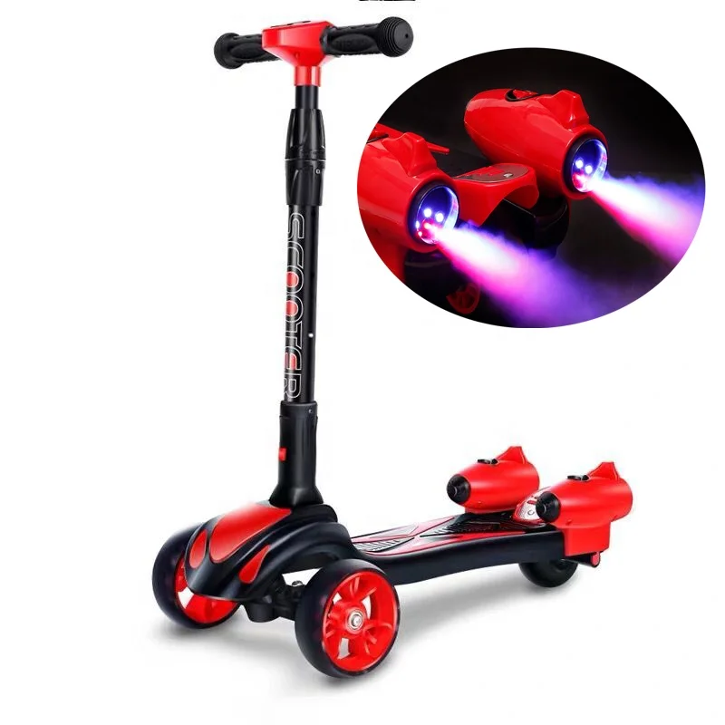 

Children' scooter foldable light up three wheel music Spray Lights electric Jet rocket scooter for kids, Red . blue , green , etc