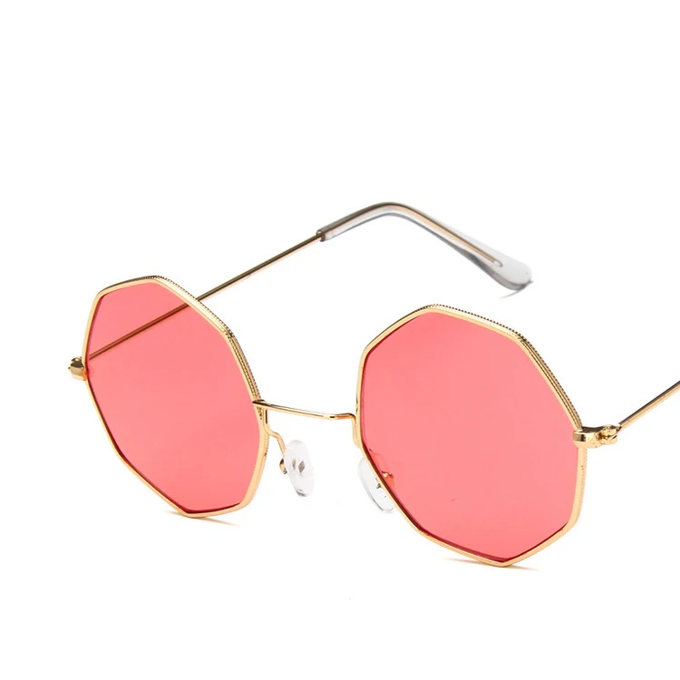 

DCOPTICAL 2021 Trend Metal Thin Frame Geometric Polygon Silver Gold Temples Ladies Vintage Retro Sunglasses