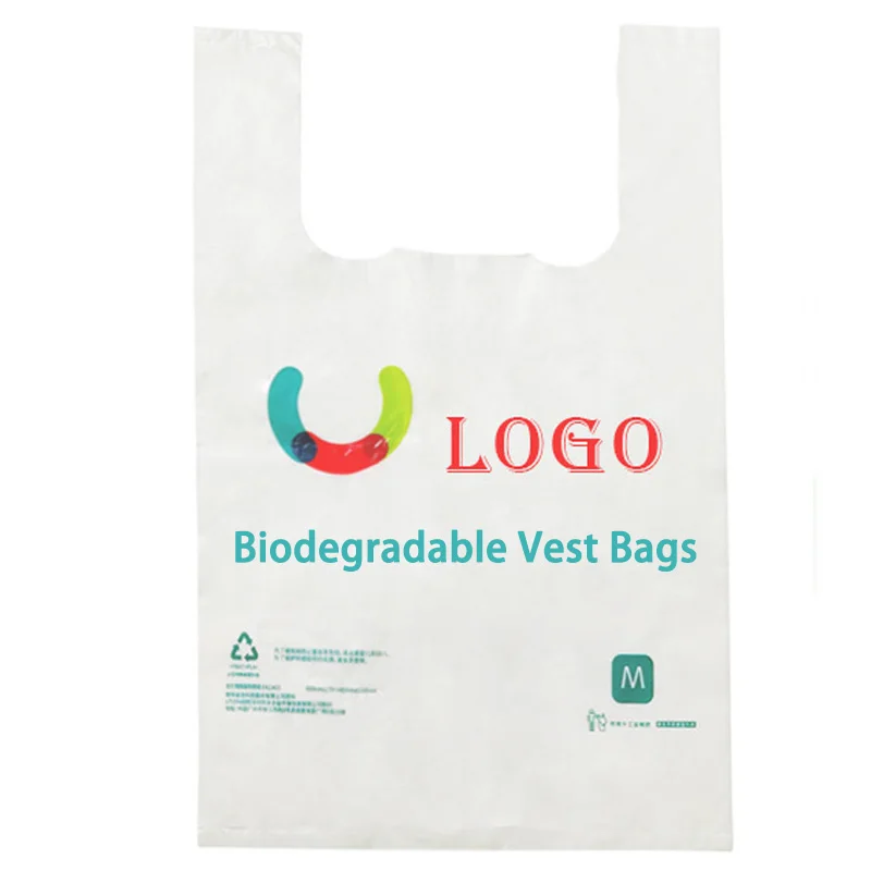 

custom eco Compostable Cornstarch PLA PBAT biodegradable t shirt plastic bags carry Hdpe/Ldpe shopping packaging bioplastic bag