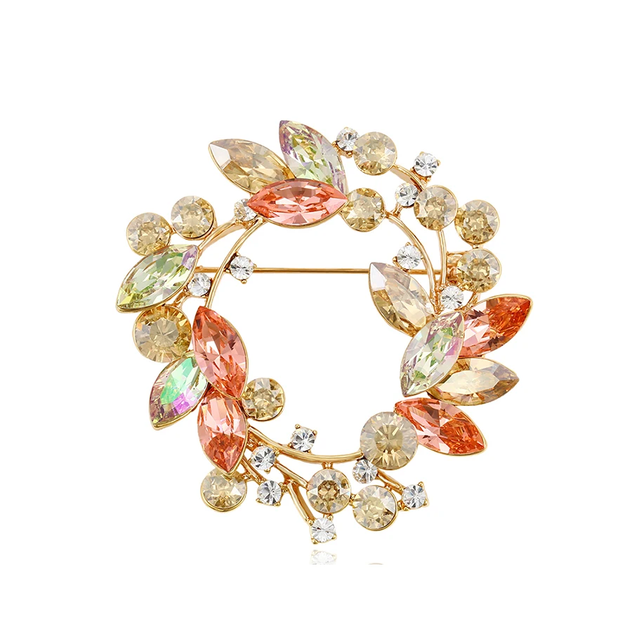 

0040 xuping the new round ladies' luxury brooch covered with colorful zircon