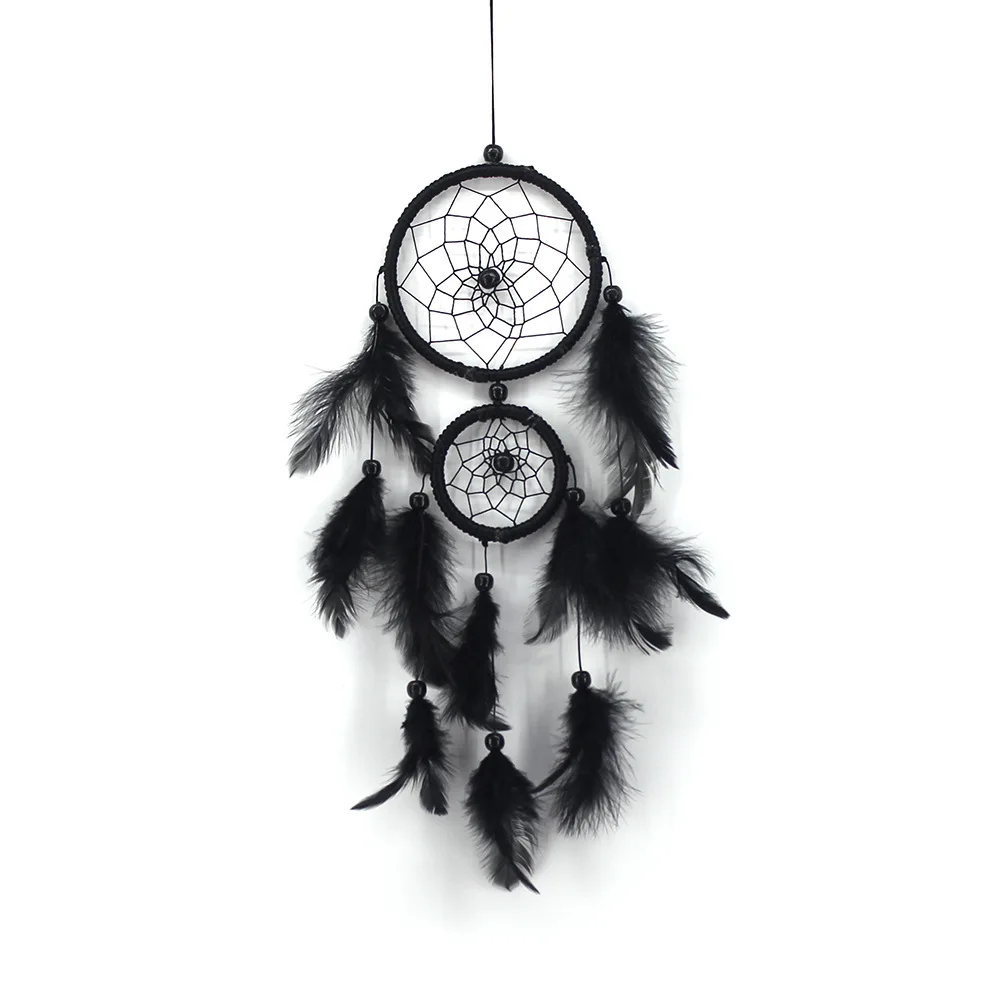 

Two Ring Dream Catcher Home Ornaments Wedding Decoration Feather Crafts Wind Chimes Pendant Gifts