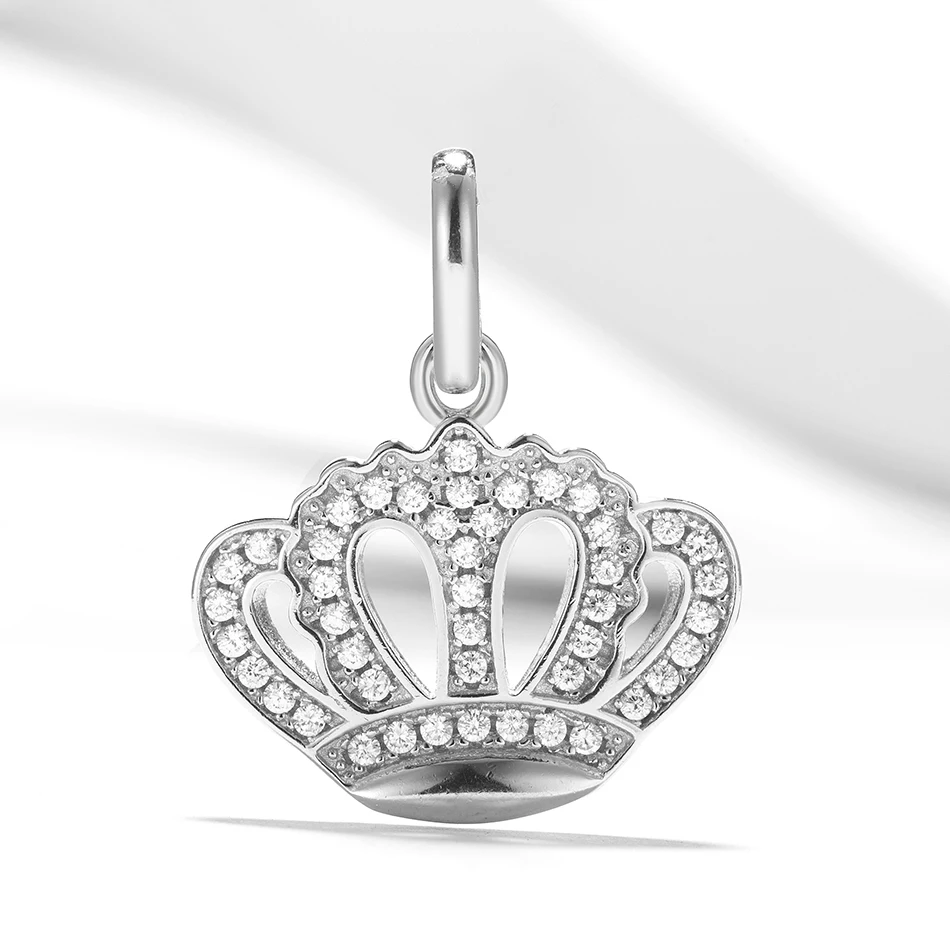 

Simple Design 925 Sterling Sliver Crown Pendant With Cubic Zirconia For Woman fashion Necklace jewelry Making