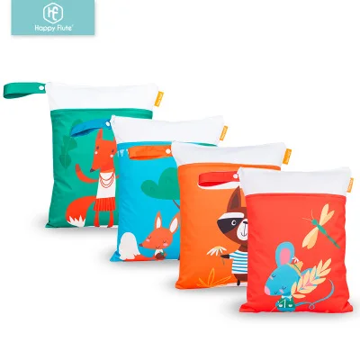 

Happyflute CartoonPrinted PUL Waterproof Baby Diaper Wet Bag Outdoor Travel Reusable Handle Medium Wet/Dry Bag, Colorful/custom