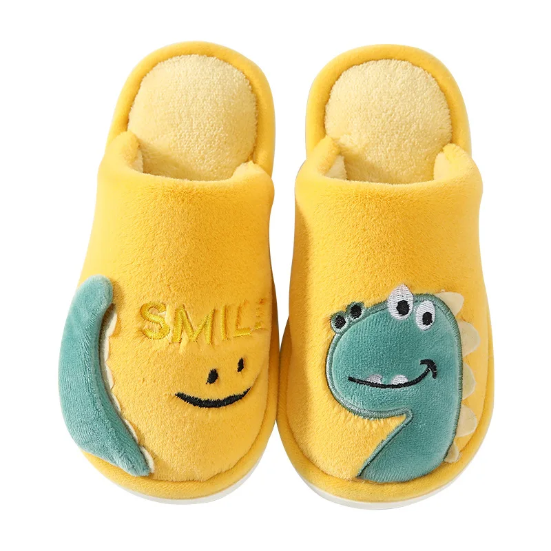 

Cotton Slippers Indoor Non-slip Children Plush Warm Slippers Cute Cartoon Wholesale Winter Dinosaur Boys and Girls House Rubber