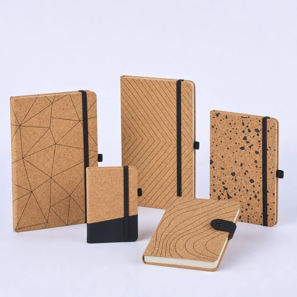 Complete 5 piece minimalist cork notebook collection