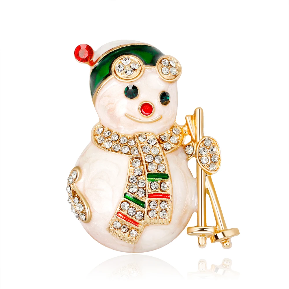 

Cuter Skiing Snowman Wearing Glasses Brooches for Women Children Enamel Brooch Crystal Pins Jewelry Accessories Gifts